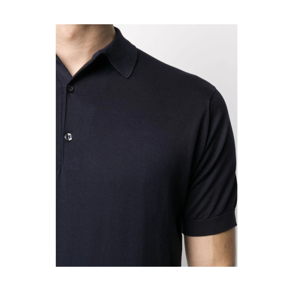 John Smedley Navy Blauw Katoenen Klassieke Overhemd Blue Heren
