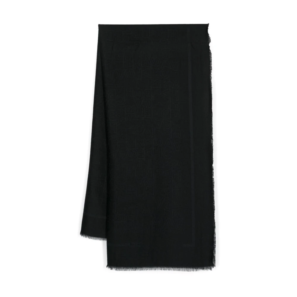 Elisabetta Franchi Zwart Logo Jacquard Sjaal Wrap Stijl Black Dames