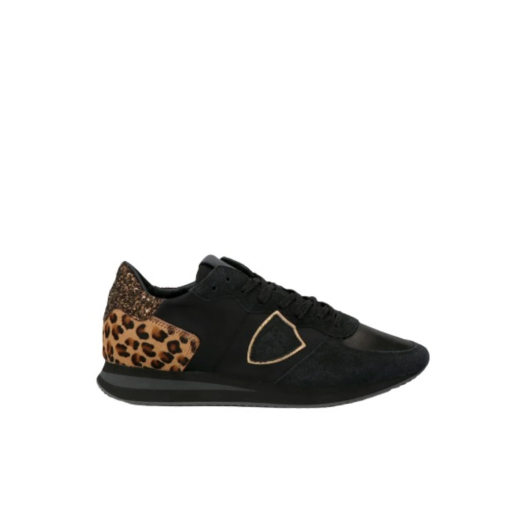 Philippe Model Svarta och Leopard Sneakers Tropez Black, Herr