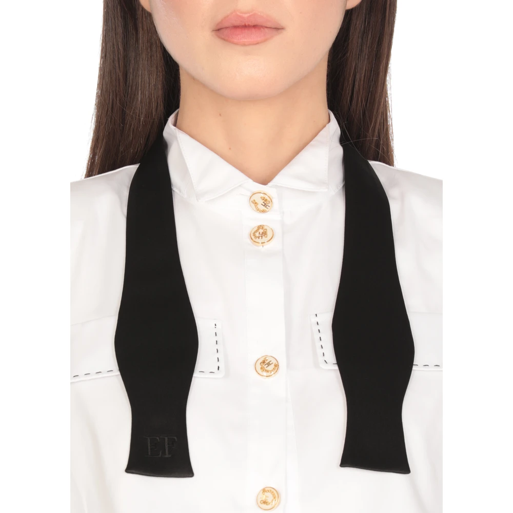 Elisabetta Franchi Witte Overhemd met Kraag en Strik White Dames