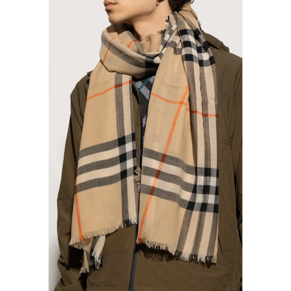 Burberry Wollen sjaal met ruitpatroon Beige Unisex
