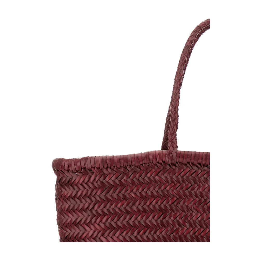 Dragon Diffusion Geweven leren Bordeaux Tote tas Red Dames