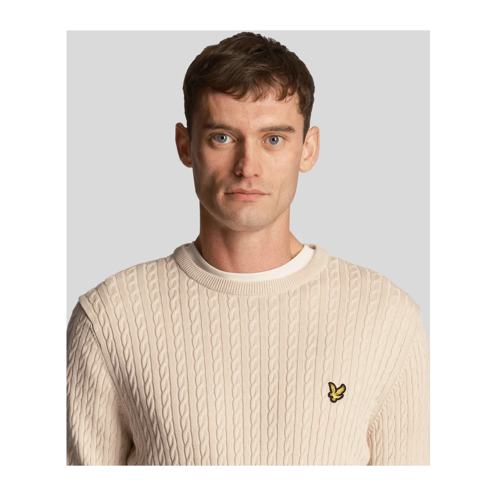 Lyle & Scott Cable Crew Neck Jumper Beige Heren