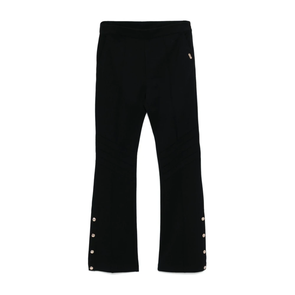 Liu Jo Zwarte Flared Broek met Zijgleuven Black Dames