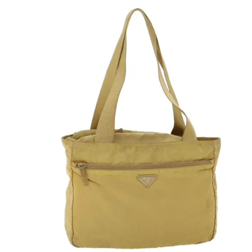 Prada Vintage Pre-owned Canvas prada-bags Beige Dames