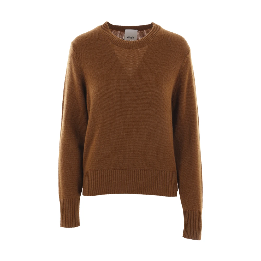 Allude Kasjmier Bruine Trui Geribbelde Zoom Brown Dames