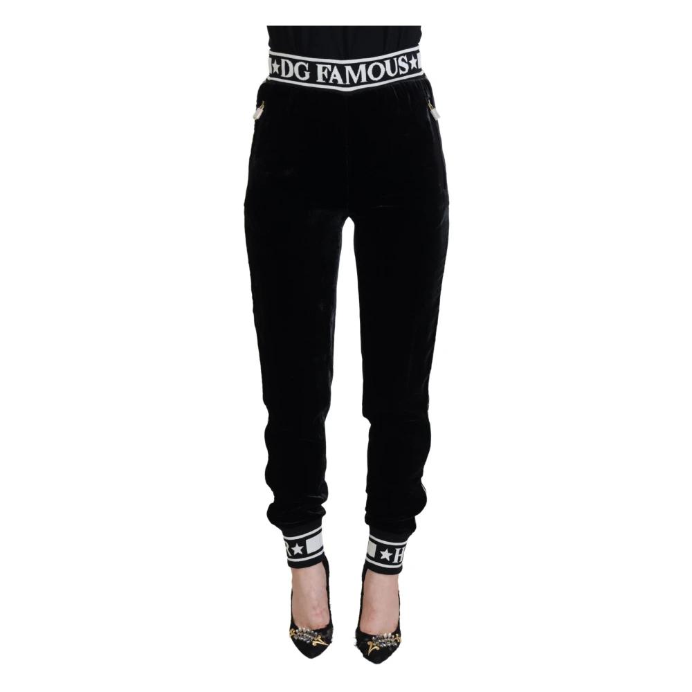Dolce & Gabbana Women's Black Sweatpants,, Elegant Luxury Silk Trousers 2XS
