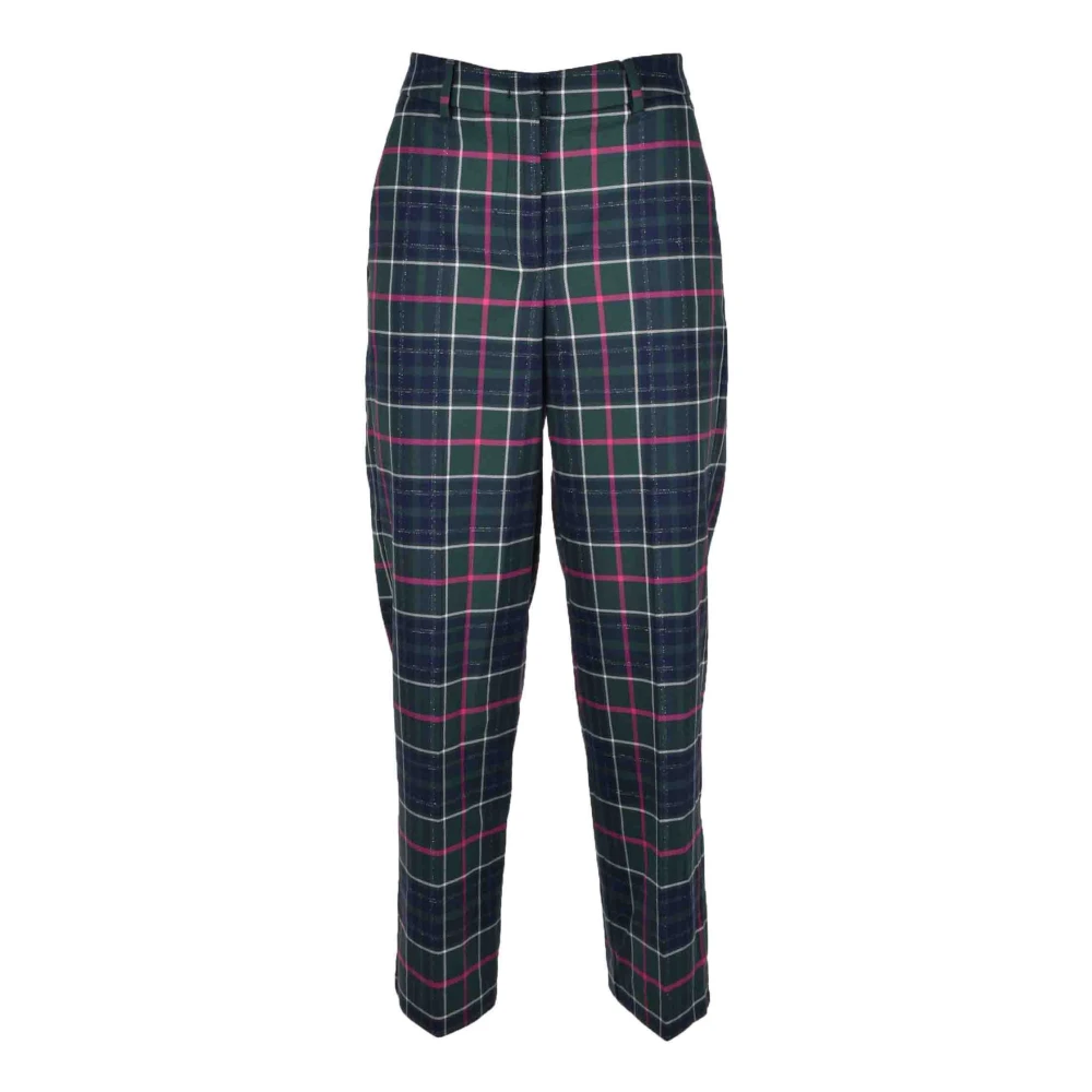 Max & Co Blauw Geruite Broek Rits Knopen Herfst Winter Multicolor Dames