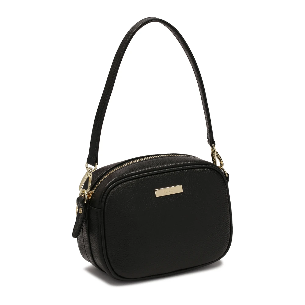 Kazar Kleine zwarte posttas met twee banden Black Dames