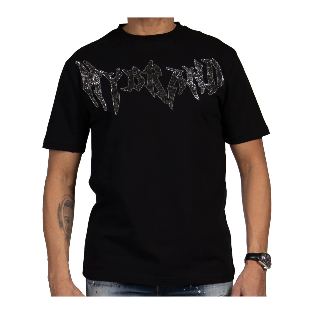 My Brand Zwarte Winged Emblem Sparkle Tee Black Heren