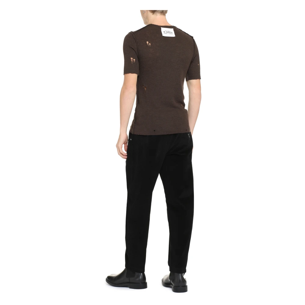 Dolce & Gabbana Vernietigd Gebreid T-Shirt Brown Heren