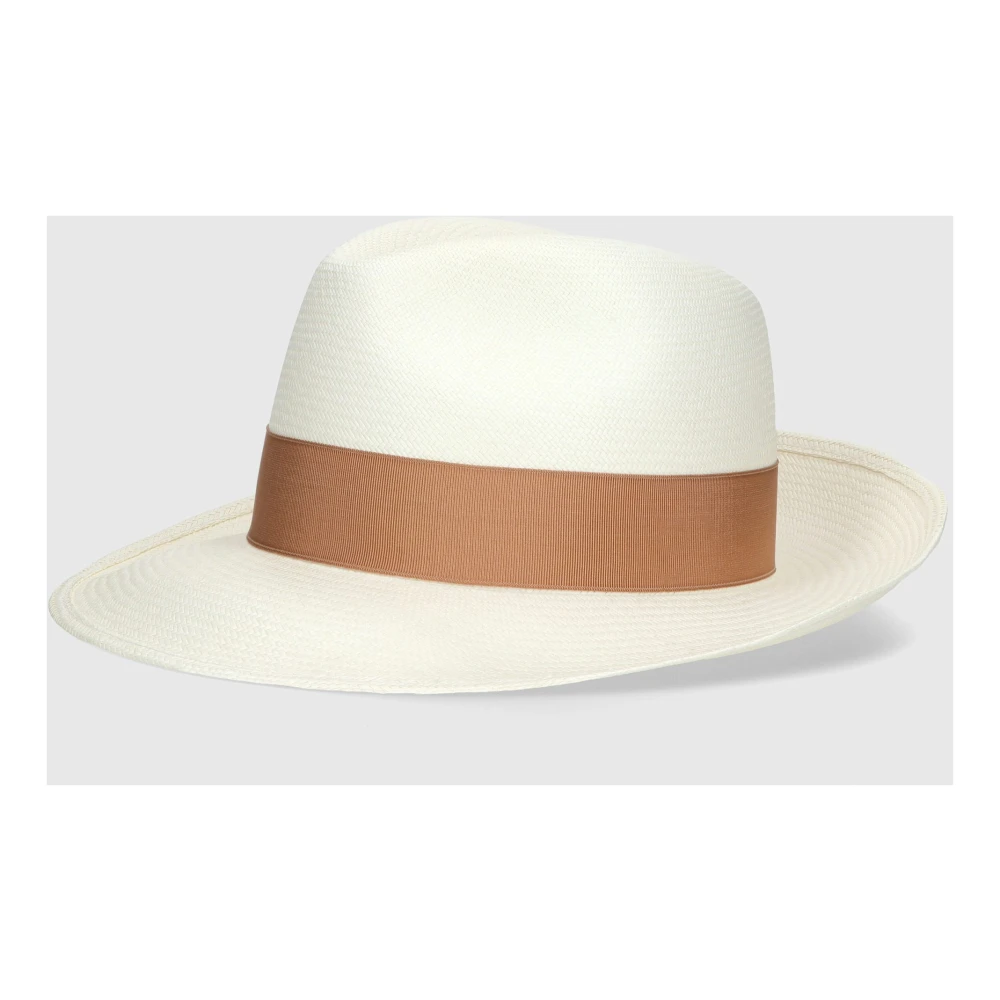 Borsalino Moderne Panama Hoed met Brede Rand White Dames