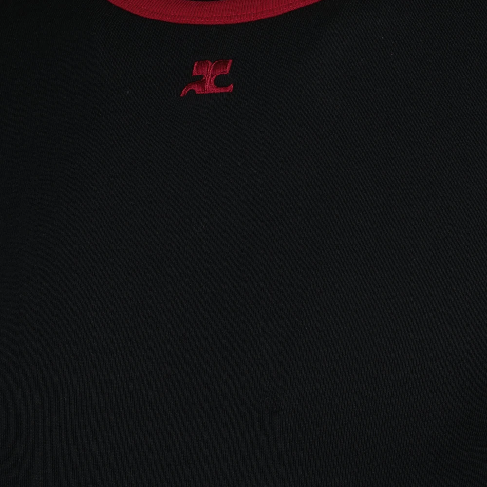 Courrèges Zwart en rood handtekening T-shirt Black Heren