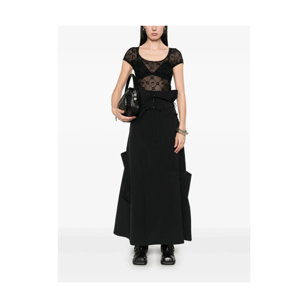 Y-3 Zwarte Rok met Trekkoord Taille Black Dames