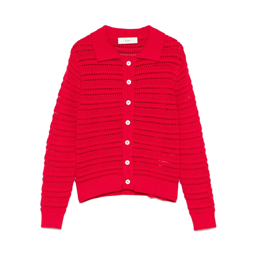 Dunst Bloedrode Sweater met Voorknoopsluiting Red Dames