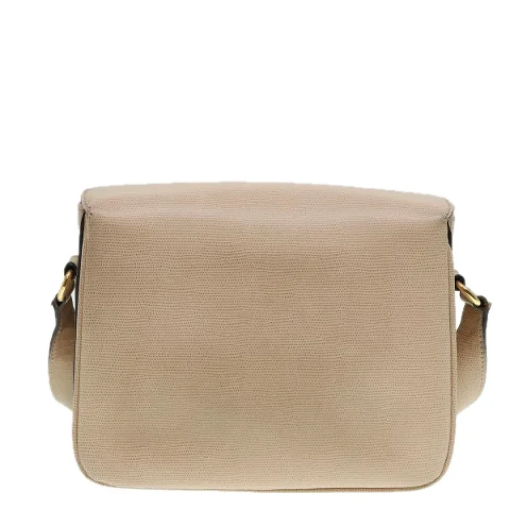 Celine Vintage Pre-owned Leather shoulder-bags Beige Dames