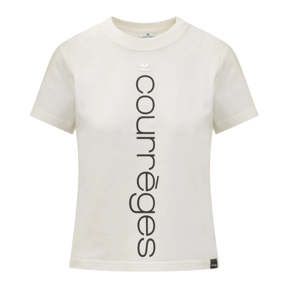 Courrèges Witte T-shirt met korte mouwen en print op de voorkant White Dames