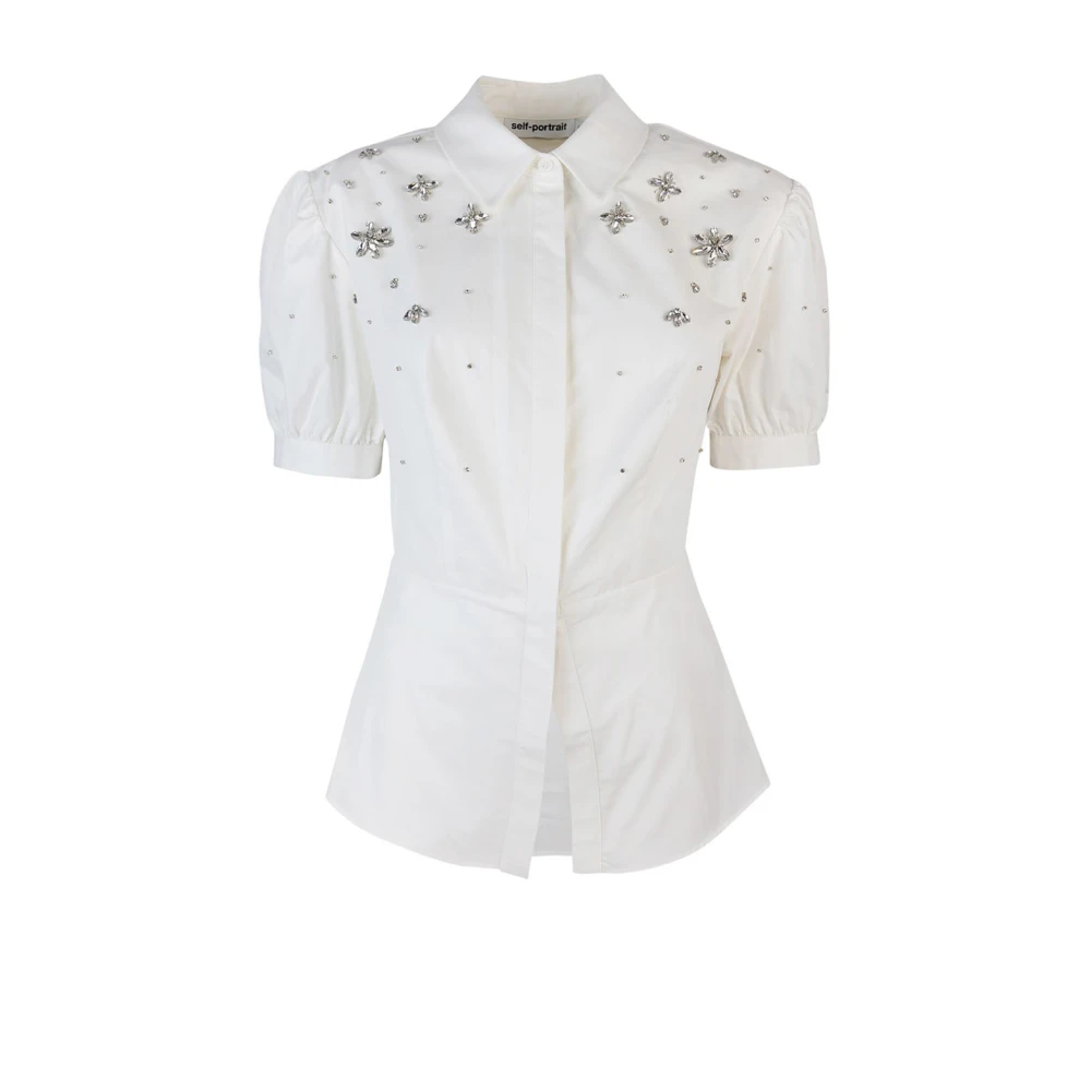 Self Portrait Witte Knoop-Up Pofmouw Top White Dames