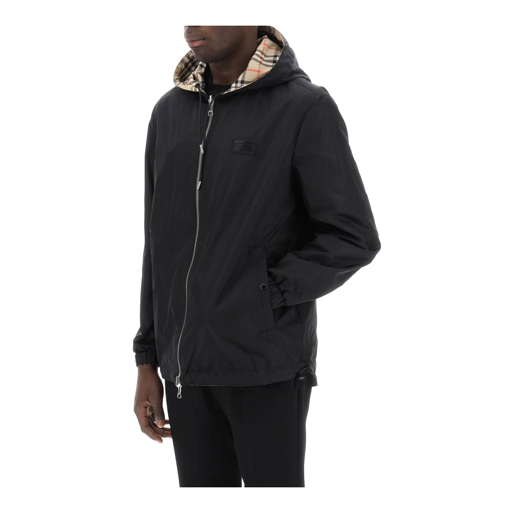 Burberry Omkeerbare Windbreaker Jas met Capuchon Beige Heren
