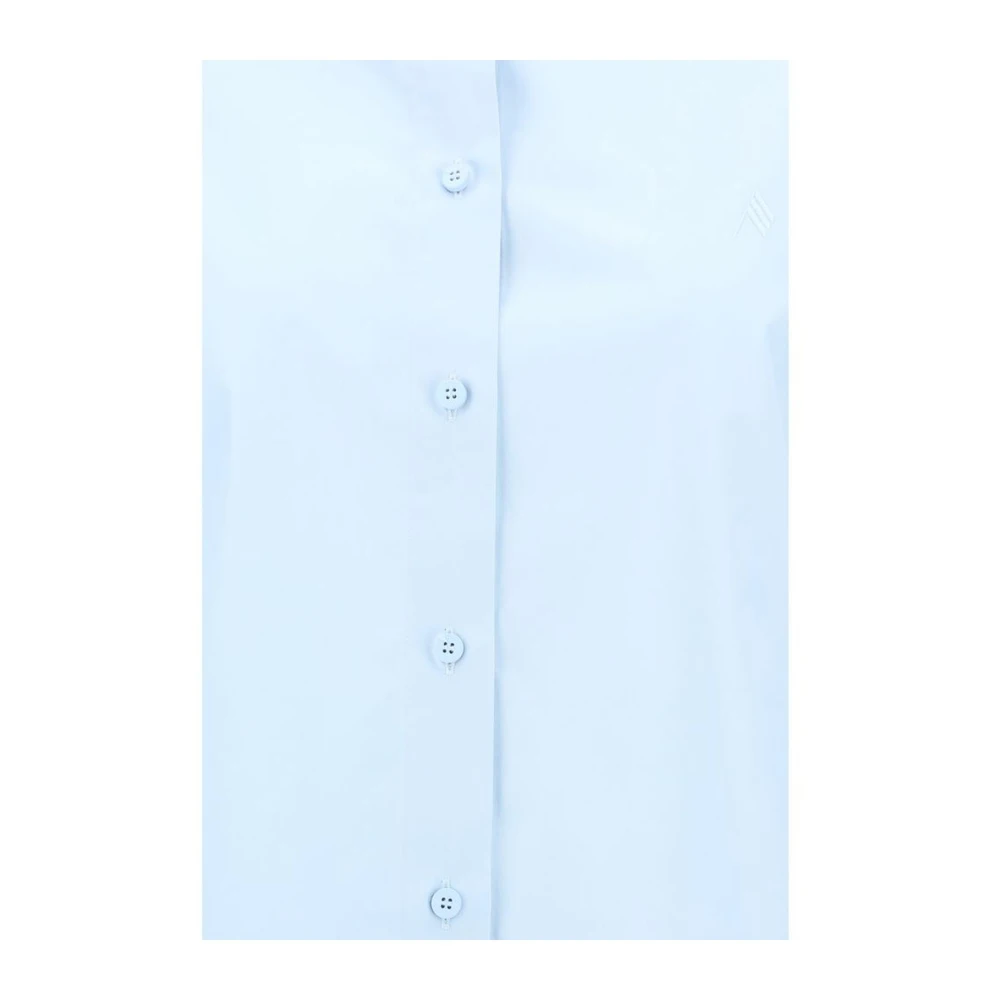 The Attico Geborduurd Logo Katoenen Bell Sleeve Shirt Blue Dames