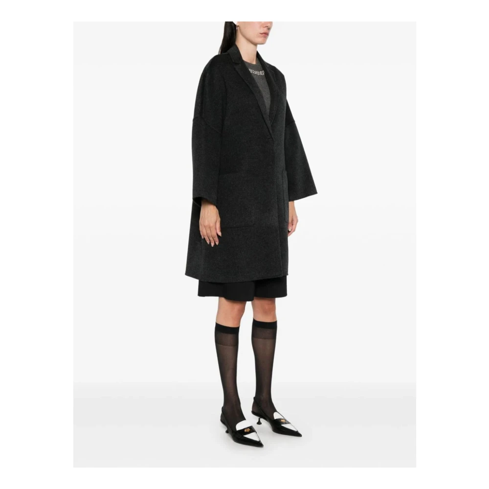 Semicouture Oversized Dubbel Doek Grijze Jas Gray Dames