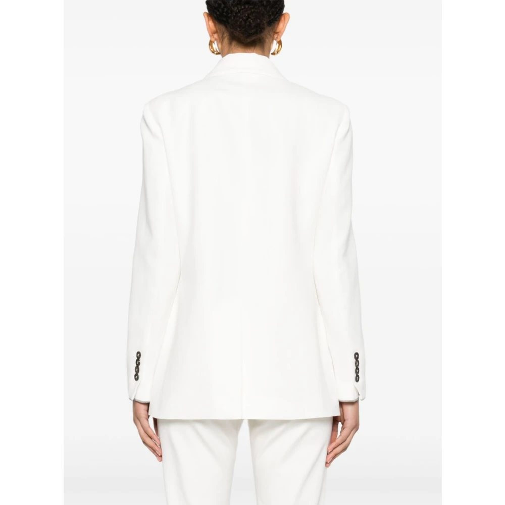 BRUNELLO CUCINELLI Witte double-breasted blazer met peak revers White Dames