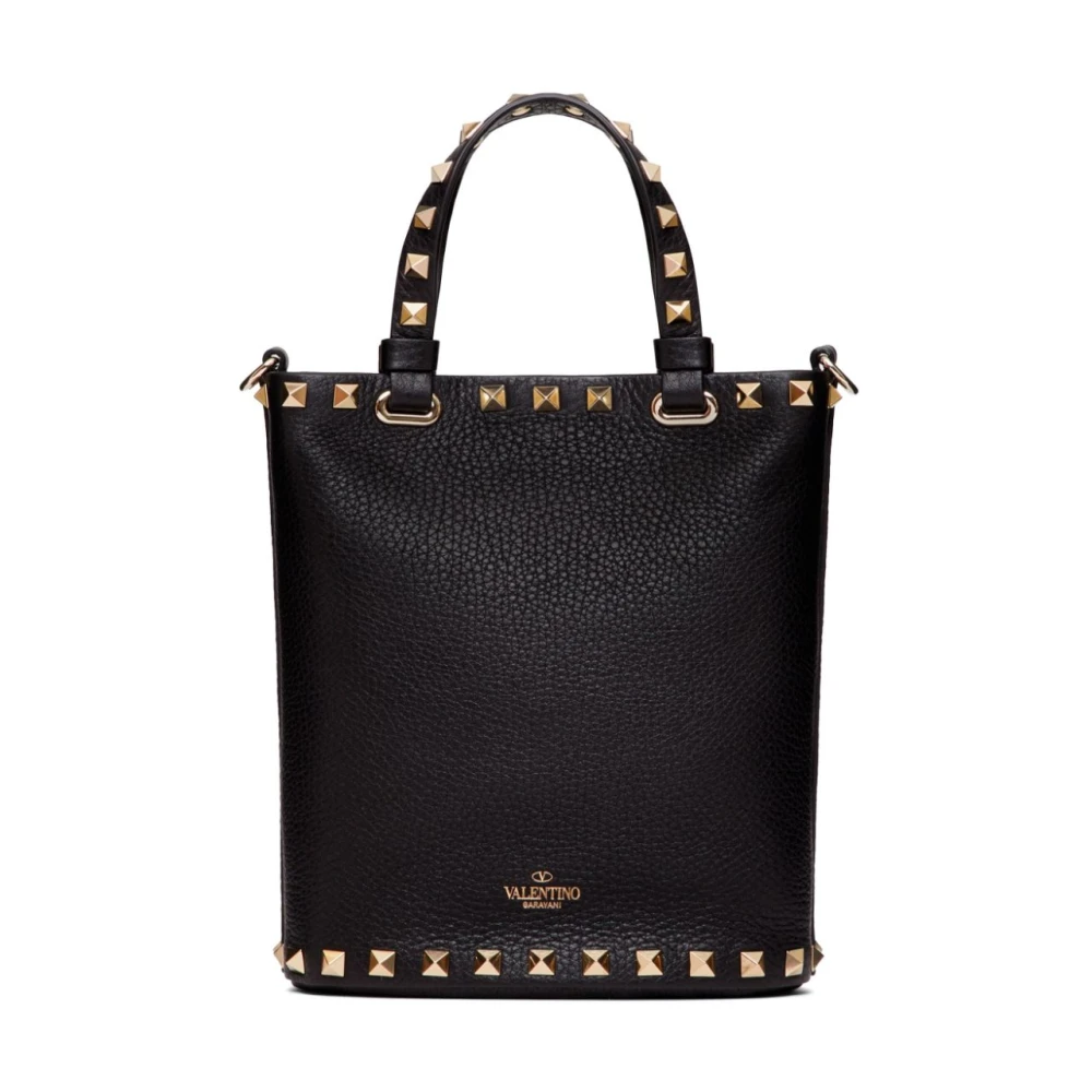 Valentino Garavani Zwarte Leren Rockstud Versierde Handtas Black Dames