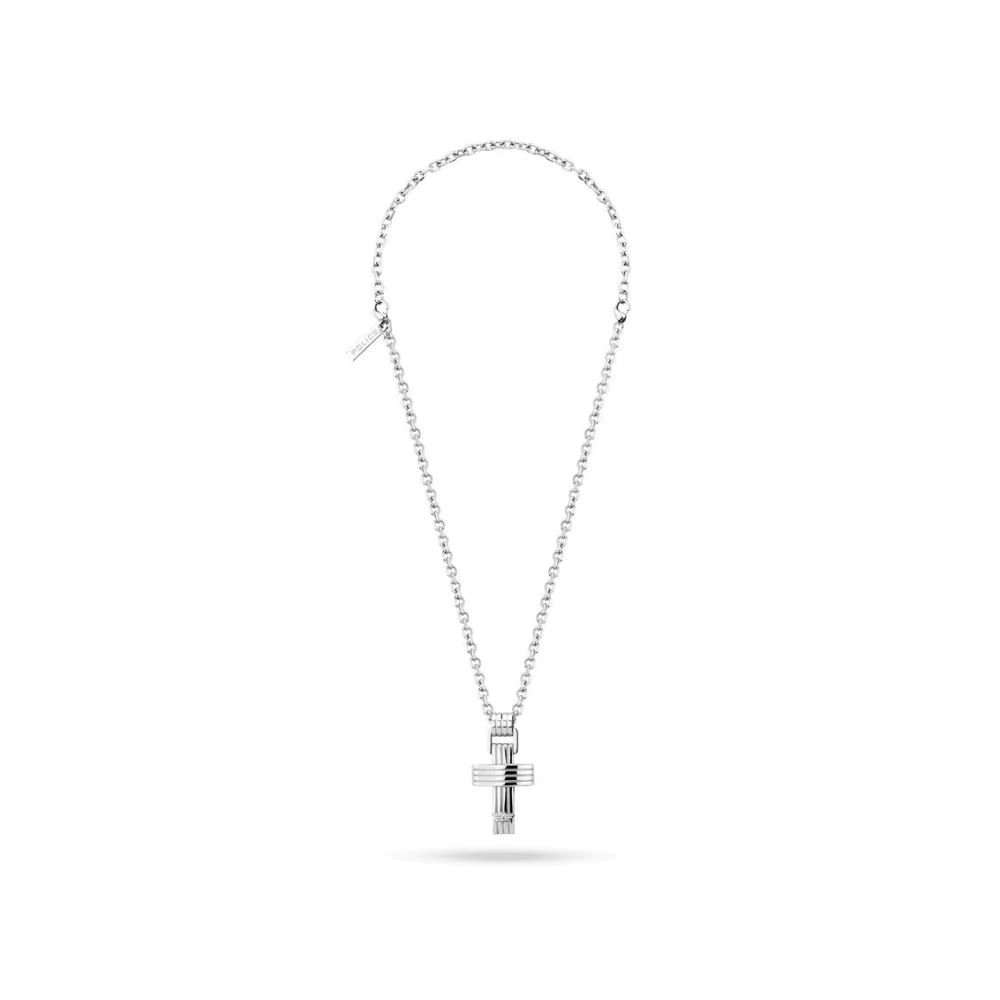 Police Men's Grey Necklace Cross Pendant Metal 500Mm Gear Peagn2211512
