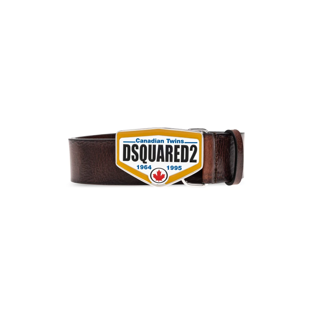 Dsquared2 Stijlvolle leren riem met grote gesp Brown Heren