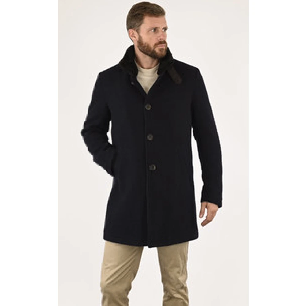 Gimo's Elegante Marine Wollen Jas Blue Heren