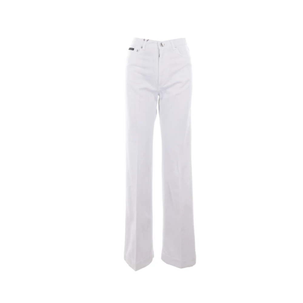 Dolce & Gabbana Wijde Pijp Witte Denim Jeans White Dames