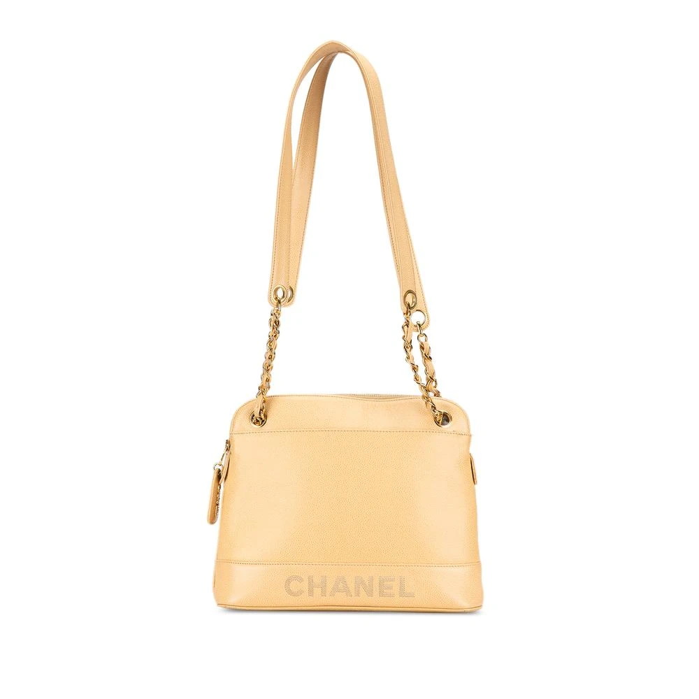 Chanel Vintage Women's Yellow Pre-Owned Elegant Shoulder Bag With Chain Accents And Durable Material