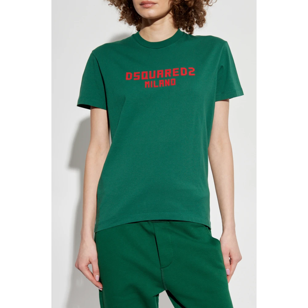 Dsquared2 T-shirt met logo Green Dames
