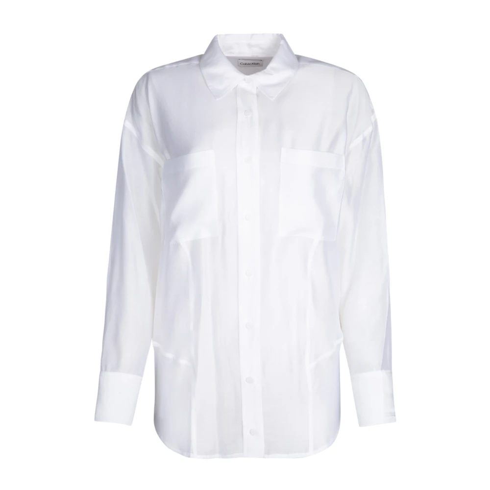 Calvin Klein Relaxed Voile Overhemd White Dames