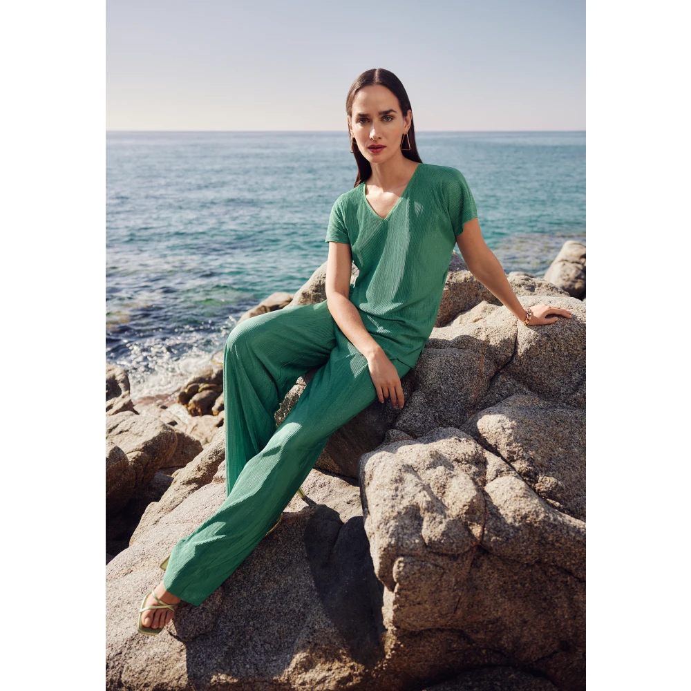 Vera Mont Moderne Fit Broek Rechte Snit Green Dames