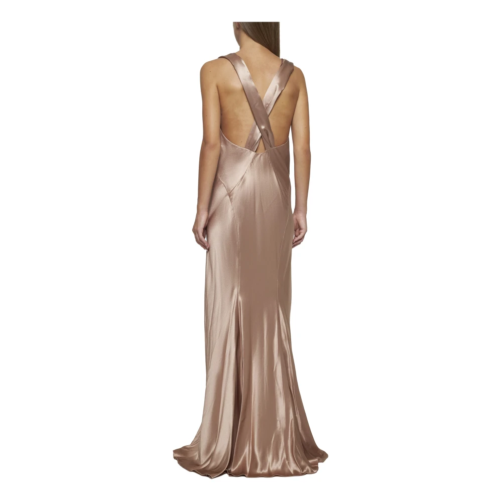 Saint Laurent Blush Pink Satijnen Lange Jurk Pink Dames
