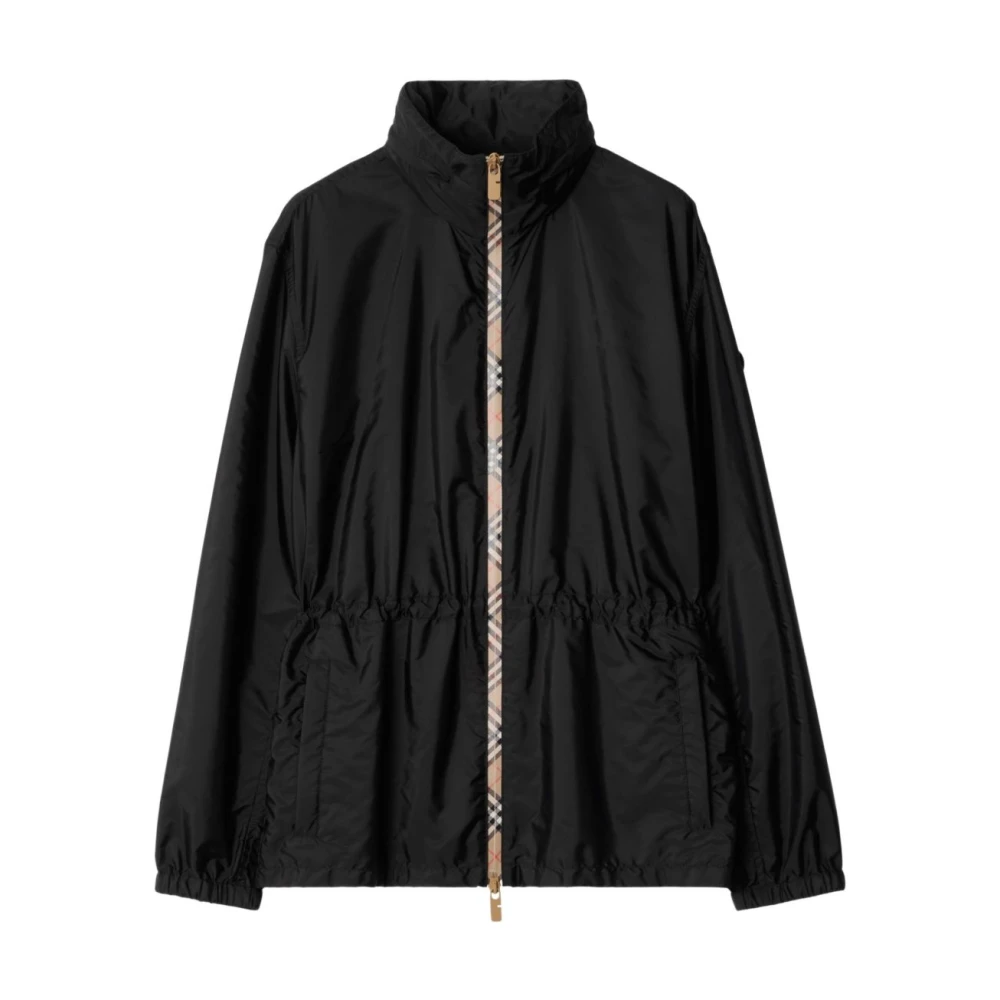 Burberry , Light Jackets, Female, Black, S, Black Hooded Zip Jacket