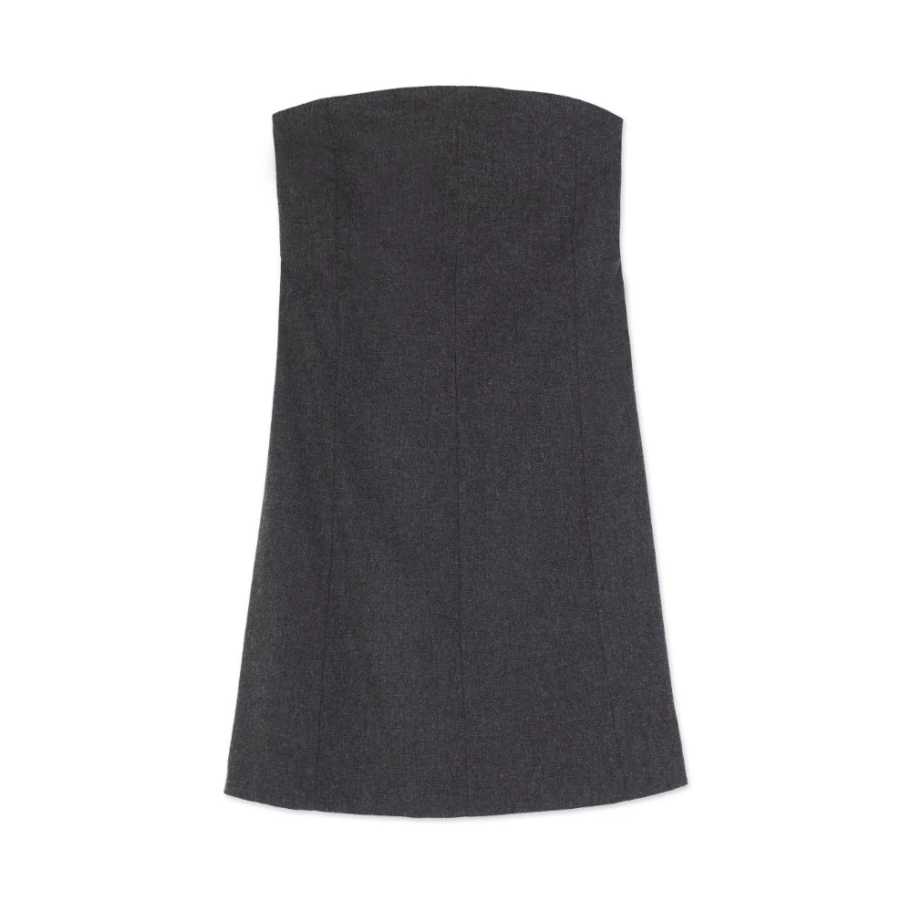 Alysi Flanellen bustier mini-jurk Black Dames