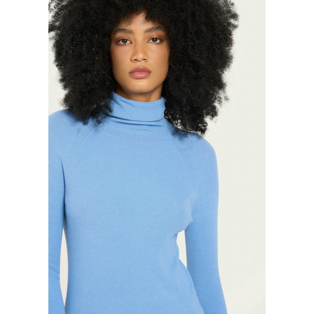 Vicario Cinque Geribbelde coltrui veelzijdig en trendy Blue Dames