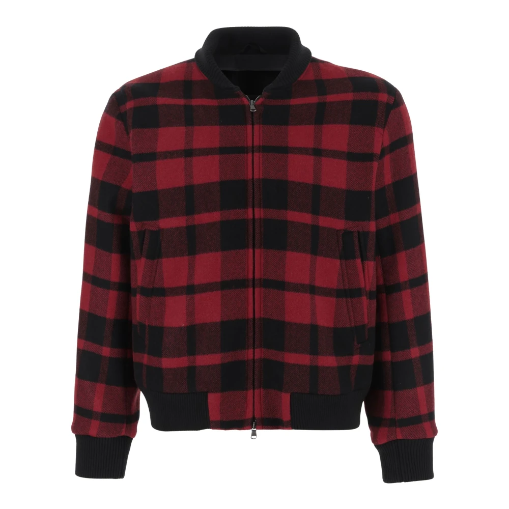 Woolrich Geruite Bomberjack Waterdicht Red Heren