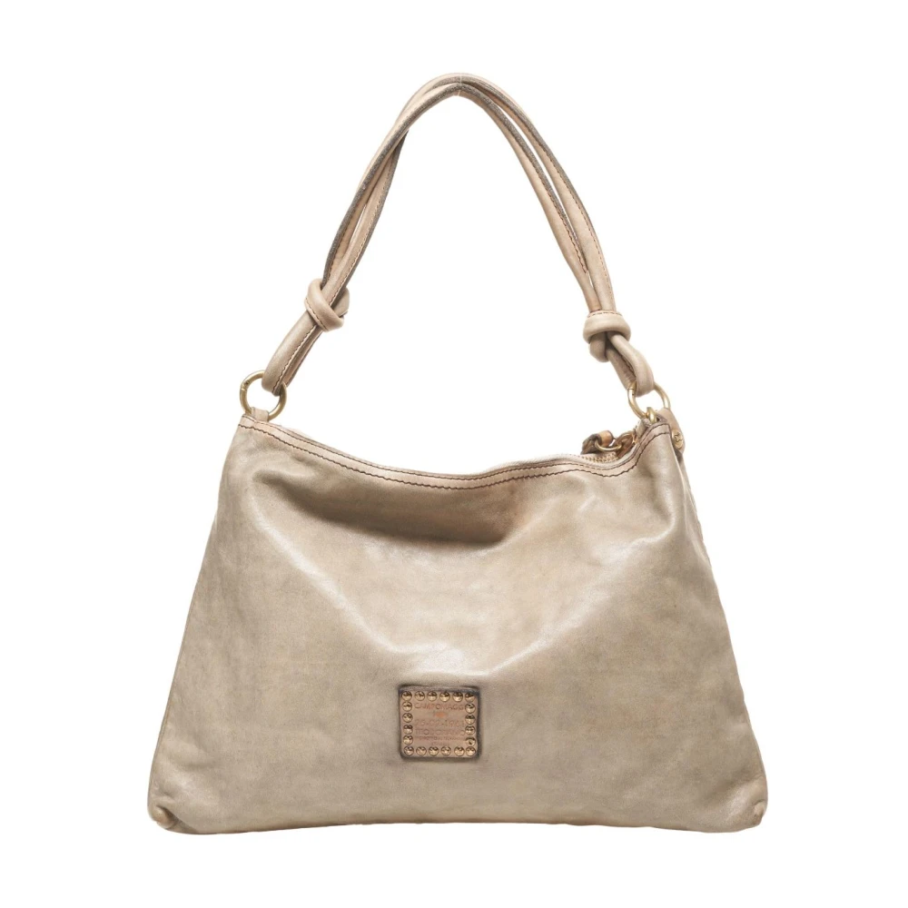Campomaggi Grijze leren schoudertas Gray Dames