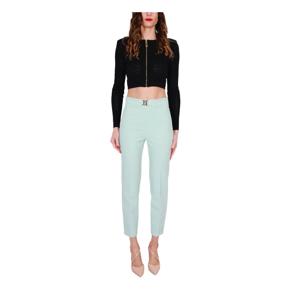 Elisabetta Franchi Groene Sigarettenbroek in Crêpe Green Dames