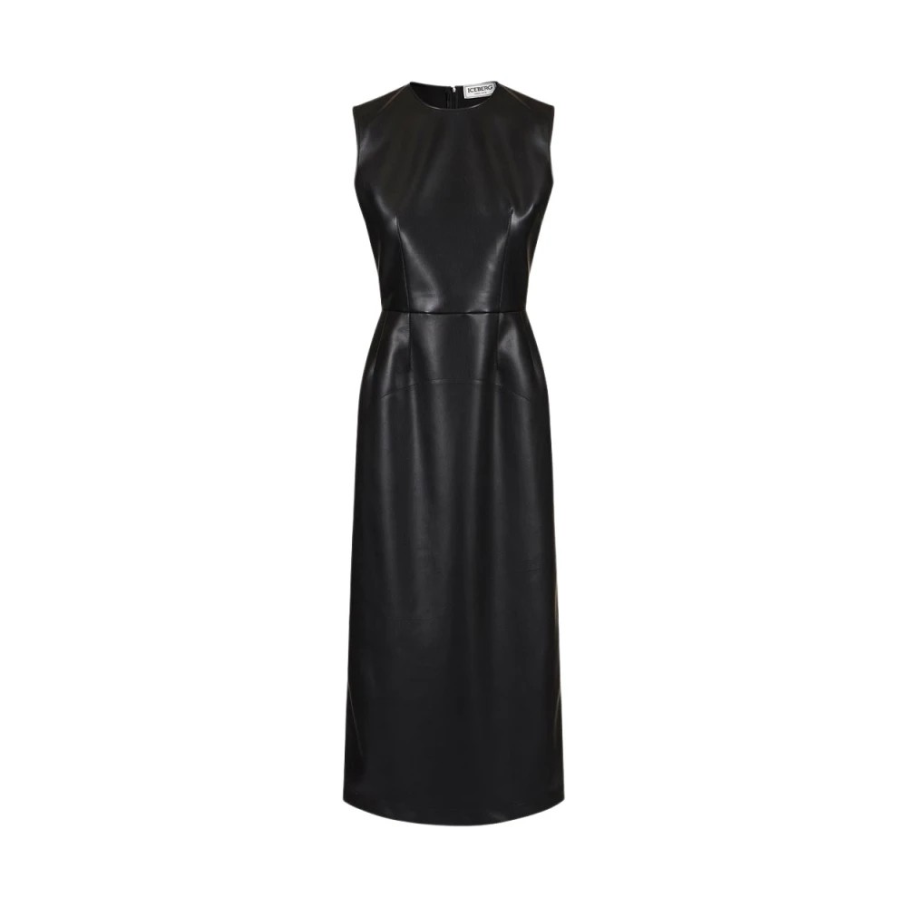 Iceberg Nep lederen schede jurk Black Dames