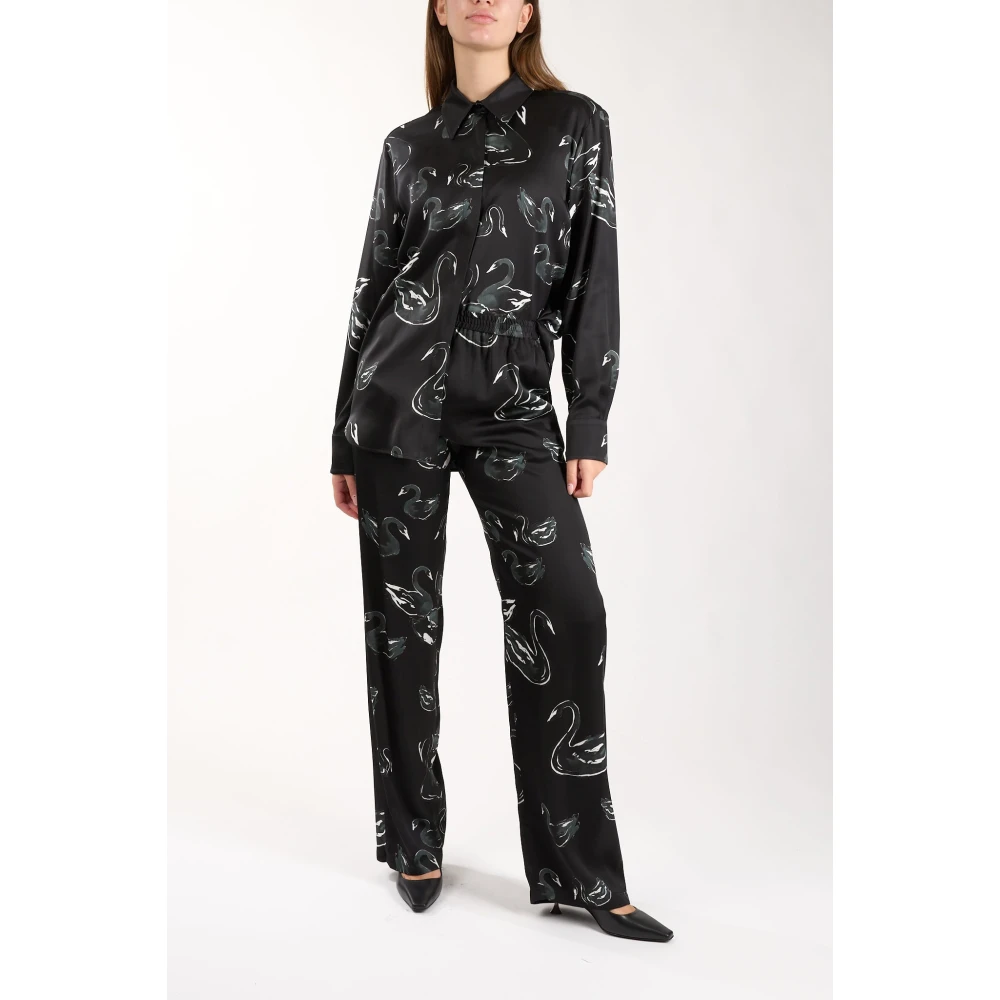 Msgm Gedrukte satijnen overhemd Black Dames