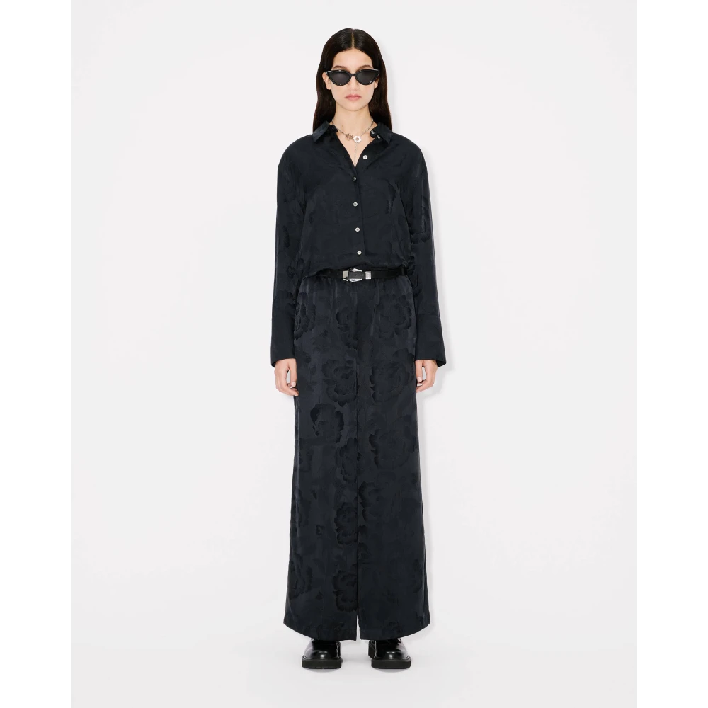 Kenzo Peonies Jacquard Broek Zwart Black Dames