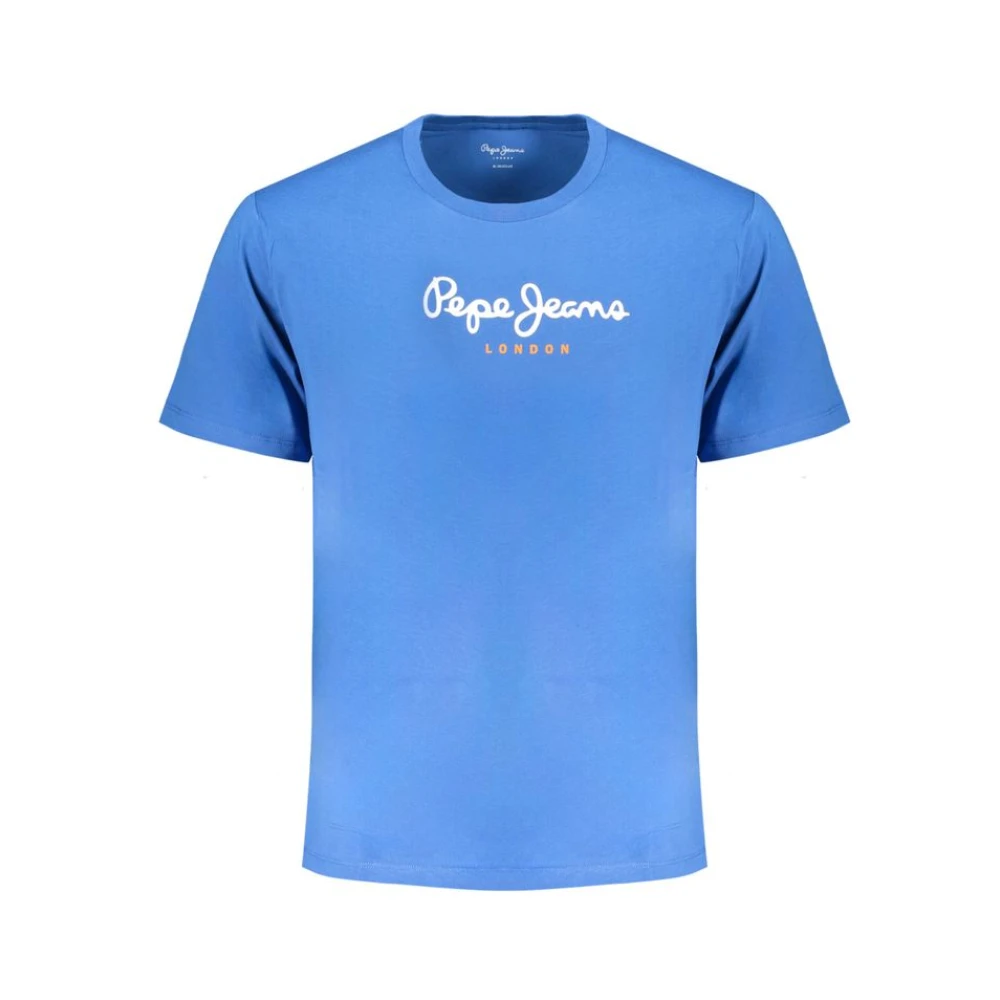 Pepe Jeans Blauw Katoenen T-Shirt met Print Logo Blue Heren