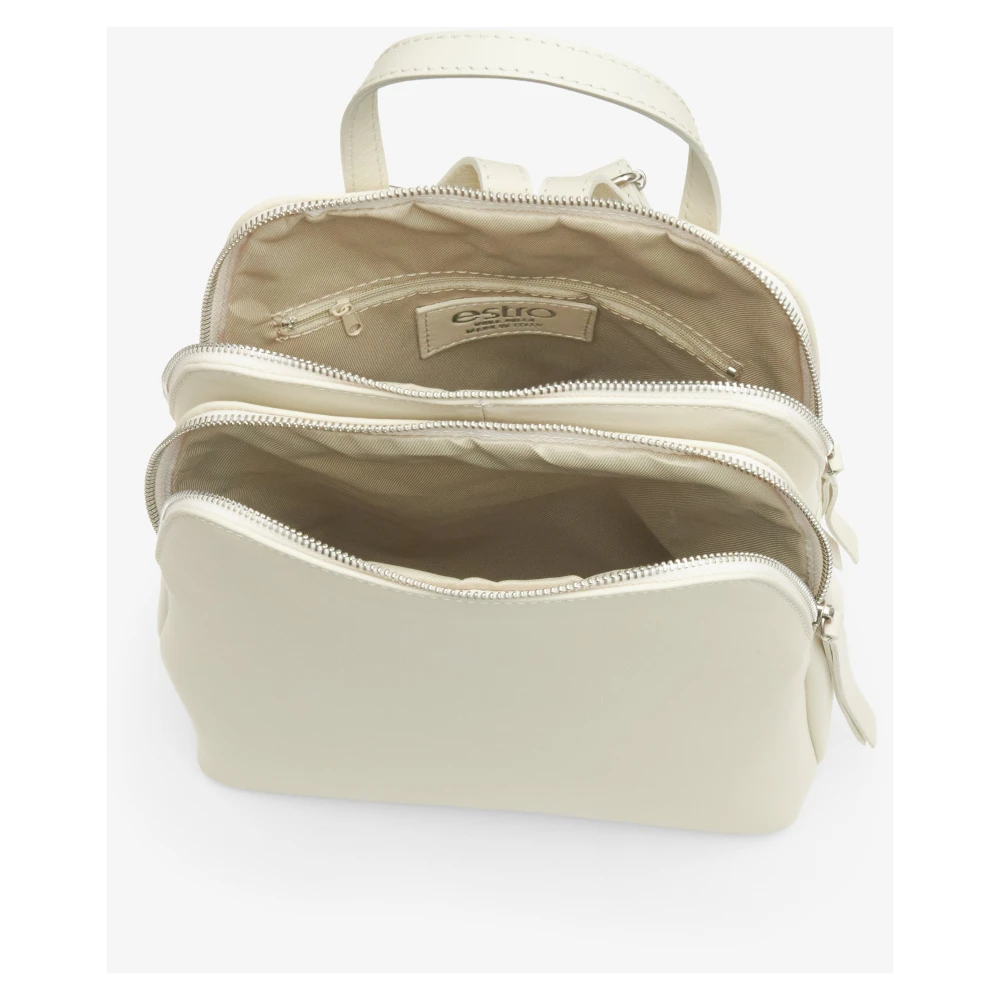 Estro Dames Melkachtig-Beige Rugzak gemaakt van Echt Leer Er00115040 Beige Dames