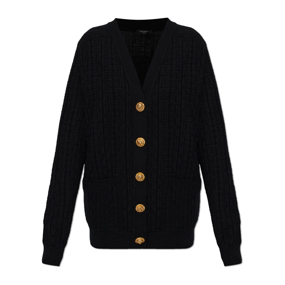 Balmain Donna Nero Cardigan Con Tasche
