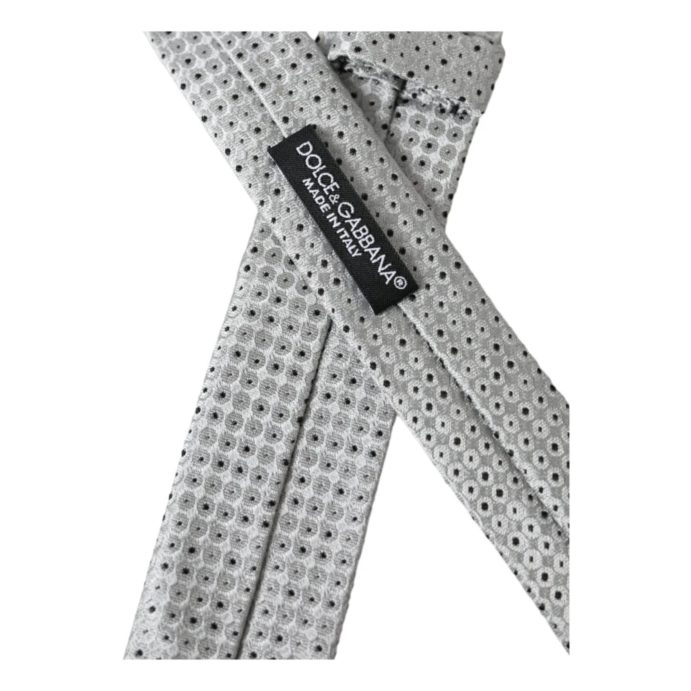 Dolce & Gabbana Stip Zijden Stropdas Licht Grijs Gray Heren