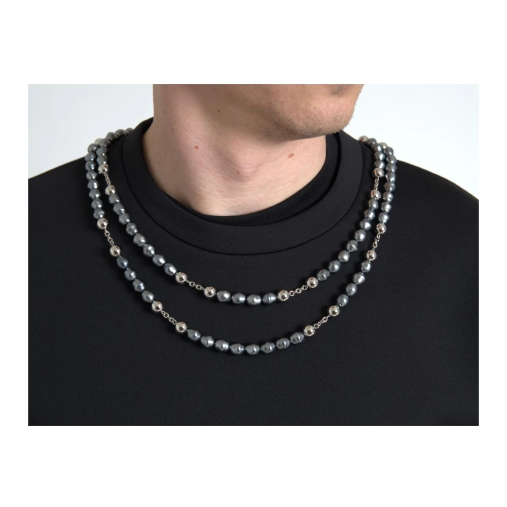 Dolce & Gabbana Zwarte Ketting Versierde T-shirt Black Heren